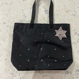 Black tote with silver bow & embellishments